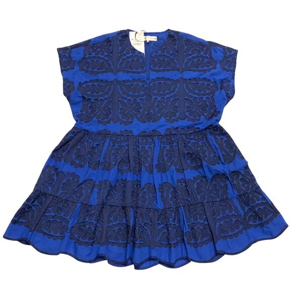 Zara Womens NWT Embroidered Short Dress Tunic Cobalt Blue XL Bloggers Fave BOHO - Picture 2 of 14